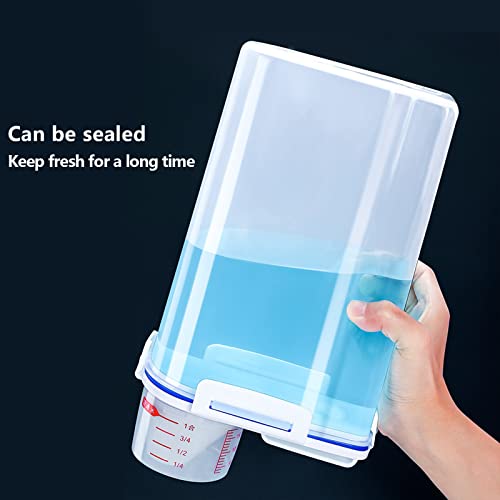 2 Pcs 5.5 LB Rice Storage Container, Airtight Cereal Flour Dispenser with Pouring Spout & Measuring Cup, Kitchen Plastic Clear Dry Food Storage Bin for Grain Oatmeal Snacks Pet Dog Food | BPA Free, Airtight Lid, See Through, with Pouring Spout, Dispenser
