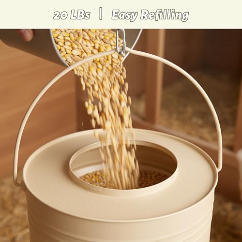 KOL Hanging Chicken Feeder – 20lbs Metal Chicken Feeder No Waste, Adjustable Poultry Feeder with 12 Ports, No Installation & Universal Height Design (Jade White) - color: Jade White