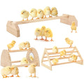 BreezeHug 3 Pcs Chicken Roosting Bar Set Wooden Chick Perch Prevent Rotation Design with Mirror Long Strip Large Triangle Stand Platform for Bird Parrot Macaw Hens Coop Brooder Fun Toys Accessories