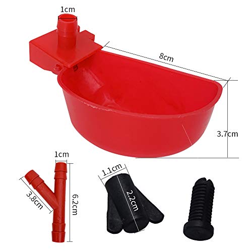 10set Quail Waterer Automatic Bird Water Cups for Cage Hang Drinker Poultry Bird Watering System (Red) - color: Red