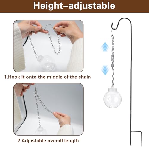 2 Pack Chicken Treat Dispenser with Shepherd Hook, Interactive Hanging Slow Feeder Balls for Chickens, Ducks & Small Pets – Pecking Enrichment Coop Toy with Chain Outdoor Feeders