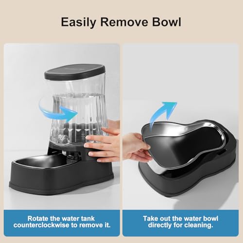 Gardner Pet Automatic Dog Water Dispenser Gravity Stainless Steel Water Waterer Feeder, Large Capacity Water Feeding Bowls for Medium & Large-Sized Dogs Cats Other Pets -(2.1 Gallon) - color: Dark, size: 2.1 Gallon