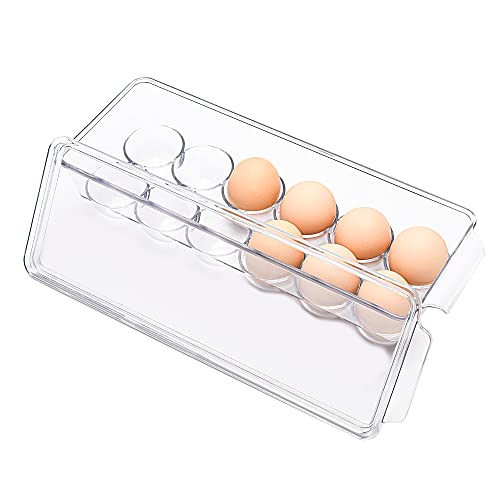 12 Eggs Holder for Refrigerator, Clear Egg Container for Fridge, Kitchen - size: 12 Eggs