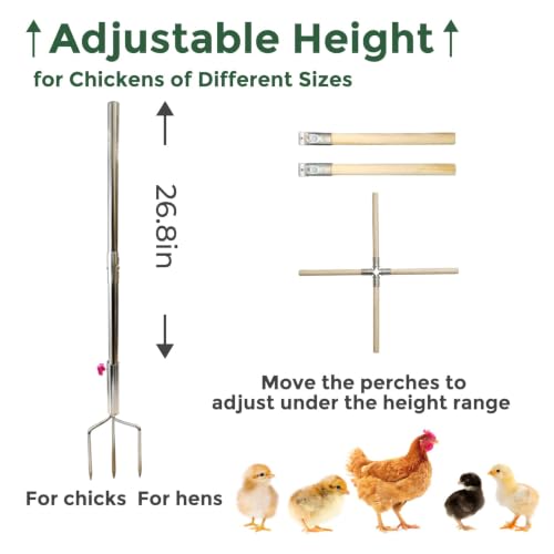 Chicken Perch Toy for Coop - Adjustable Chicken Roosting Bars | Roosting Bars for Chickens in Coop (6pcs) - Chicken Perch Run with 3-Prong Ground Plug, Chicken Roost Perch for 4-7 Chickens - size: H=61.2inches