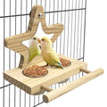 Tfwadmx Parrot Wooden Feeding Cups with Wooden Platform Stainless Steel Birds Bowls Food Water Bowls with Bird Food Holder for Cockatiel Conure Budgie Parakeet Macaw Lovebird
