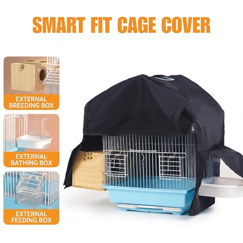 Bird Cage Cover Blackout for Good Night, 11.6 x 8.6 x 15.7 in Dustproof Birdcage Case, Winter Enclosure Cover, Large Universal Bedding Covering for Parrot, Parakeet, Macaw, Lovebirds, Animal Privacy