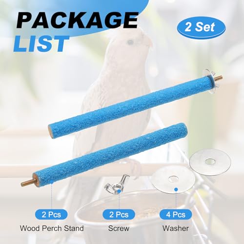 Bird Perch Stand, Colorful Paw Grinding Stick, Wood Rough-surfaced Perch Parrot Stand 20 x 1.8 Cm, (Blue, 2 Pcs), Intended for Home/Animal Parks/Pet Stores - color: Blue, size: 20 x 1.8 cm / 7.87 x 0.71 inch