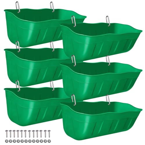 Hanging Chicken Feeders,Duck Feeder Waterer,Small Feed Trough 1.3 Quart 6 Pack,Hanging Fence Feed Trough for Poultry,Green - color: Green, size: 1.3 Quart (6 Pack)
