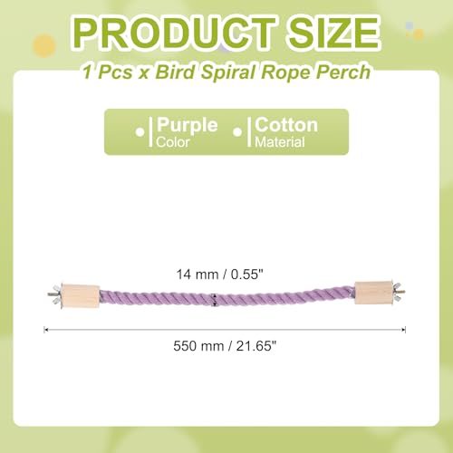 Bird Rope Perch Swing, Stand Rope Perch Standing Pole Accessory Climbing Swing Paw Grinding 22 Inch, (Purple) Intended for Parrot/Parakeet/Budgies/Cockatiels/Lovebirds - color: Purple, size: 22 Inch