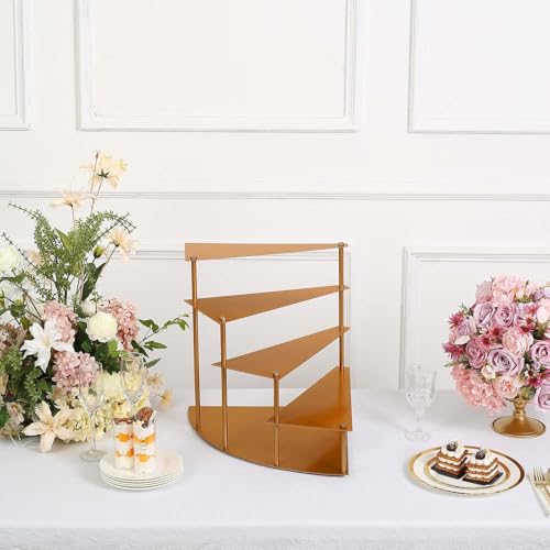 Efavormart 17" Tall 4-Tier Gold Metal Spiral Stairway Cupcake Display Stand, Dessert Cake Step Pedestal Tray - color: Gold, size: 4-Tier 17" Spiral