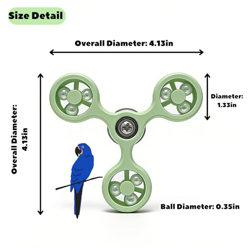 Spinning Bird-Toys Bird Cage Toys & Bird Perch Parrot-Parakeet Budgie Cockatiel Conure Macaw Chicken Parrot Enrichment Cage Accessories Small Animal Chewing Toy (Green Spinner) - color: Green Spinner