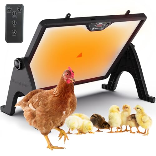 180W Smart Brooder Heat Plate with Remote - Dual-Sided Brooder Plate, 4 Timer Modes, Night Light, LED Temp Display & Adjustable Stand for Winter Warmth (Charcoal Black) - color: Charcoal Black