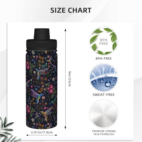 Hummingbird Gifts For Women, Hummingbird Lovers, Hummingbird Water Bottle, 18oz Stainless Steel Insulated Tumbler, Unique Birthday Christmas Gifts for Women Men - color: Hummingbird