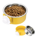 Crate Dog Bowl, Removable Stainless Steel Pet Cage Hanging Anti-Overturn Food Water Feeder Cage Cup (Round, Yellow, 13.2oz), Intended for Puppies/Cat/Rabbit/Bird - color: Yellow, size: 5.1"(13.2oz)