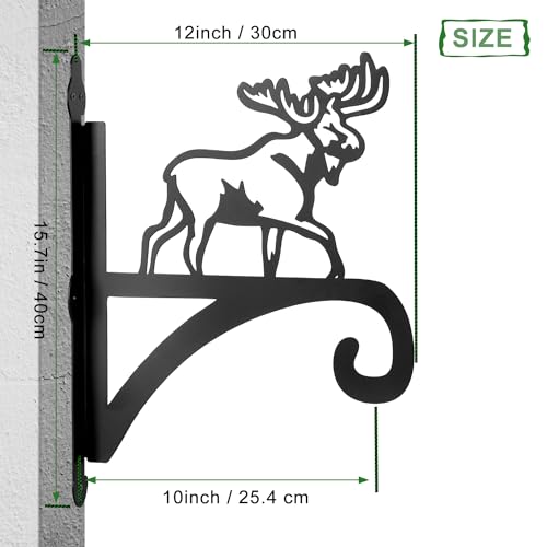 ATKKE Hanging Plant Bracket Hangers Indoor Iron Wall Mount,11” Moose Silhouette Ornamental Iron Hangers Hookers for Flower Pot Lantern Bird Feeder Wind Chimes - size: Moose