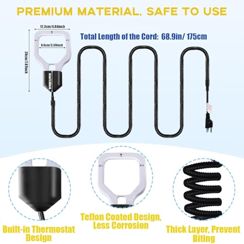 500W Chicken Water Heater, 50Gal Chicken Water De-Icer, Cast Aluminum Submersible De-Icer with Thermostat Control for Livestock Tank