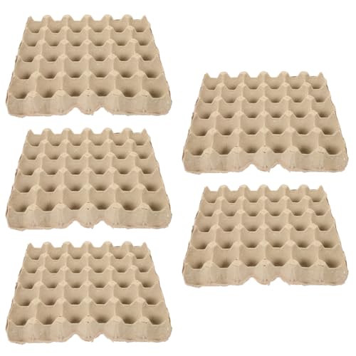 IMIKEYA 30-Egg Carton Flats, 5 Pack, Natural Pulp Storage Trays | Stackable Paper Egg Holders for Chicken Farms, Homesteads, Egg Collecting, Kitchen and Refrigerator Organization