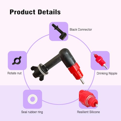 Chick Nipple Waterer Matel Chicken Water Nipples Rabbit Water Nipples (6pcs, Plastic) - color: 6pcs, size: Plastic