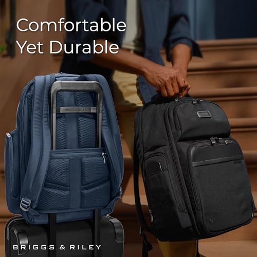 Briggs & Riley Large Cargo Backpack for Women & Men - Laptop Backpack, For Work & Travel, Spacious & Durable, Padded Straps, Fits up to 17" Laptop - @work Collection, Navy - color: Navy, size: Large Cargo Backpack