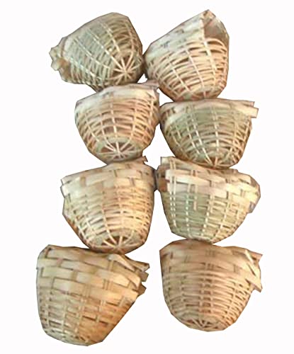 Finch Bird Bamboo Covered Bird Nest Lot of 8 - Small