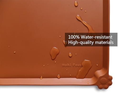 Hoki Found L Silicone Non Slip Pet Dog Cat Bowl Mats - Placemat - Feeding Mat - Waterproof - For Carpet - Caramel - color: Caramel, size: 22" x 14"