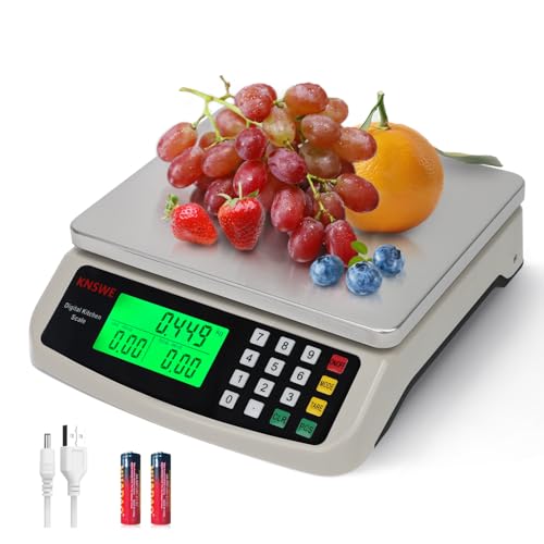 Commercial Food Scale 40KG Large Digital Kitchen Scale Baking Cooking Bread Meat Weight Price Computing Scale Stainless Steel Parts and Coins Counting Scale for Deli Stores Tare Function - style: 40KG