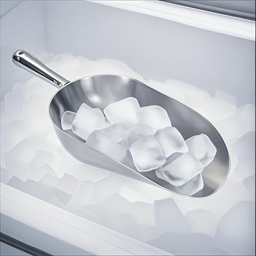 Heavy-Duty Cast Aluminum Kitchen Scoop - Rust-Proof, Ergonomic S-Handle Ice Cube Endurance Scoopfor Ice, Candy, Popcorn, Coffee Beans, Flour & Pet Food - Commercial-Grade Durable Design (S（5oz）) - size: S（5oz）