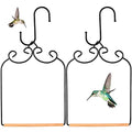 2 Sets Hummingbird Swing, Metal Frame with Wooden Dowel and S Hook | Bird Perch Accessory, Fits Most Feeders, Arched Metal Frame, Natural Dowel Rod, Easy Hang S Hook