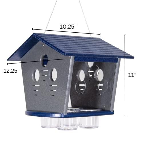 Ultimate Enclosed Bluebird Feeder - Keeps Starlings and Bully Birds Out - Holds 2 Cups Dried Mealworms
