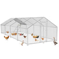 10 x 26.2 x 6.4 FT Metal Chicken Coop, Chicken Run with Cover | Walk-in Metal Chicken Coop, Waterproof Cover, Side Hardware Cloth, Roosting Perch, reinforced frame, Backyard & Farm Use - size: 315.0"L x 118.0"W x 78.0"H