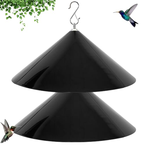 19-Inch Wide Rain Cover for Hanging Bird Feeders,Squirrel Baffle for Feeder Pole,Squirrel-Proofs for Outside Shepherd's Hooks，Baffle for Hummingbird Feeder (Black 2 Pack) - color: Hanging mount-Black 2p
