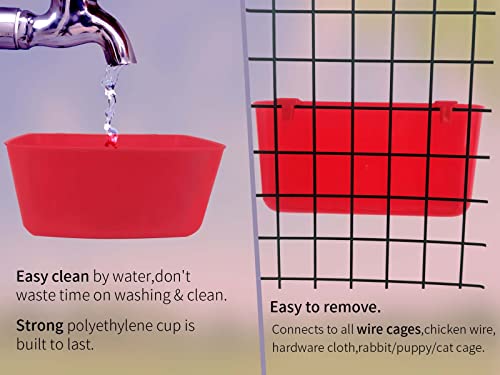 Feeder Waterer Chicken Food Water Cage Cups Puppy Cat Hanging Feeding Dish Rabbit Coop Bowl Watering Container Treats Drinker for Pigeon Bird Bath Basin Hamster Bed (21 FL.OZ. Pack of 6)