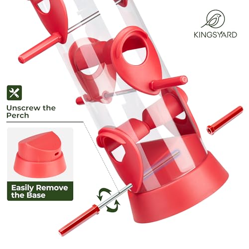 Kingsyard 2 Pack Tube Bird Feeders for Outdoors Hanging | 6-Port with 360° Feeding, No-Spill Design, 2 lb Seed Capacity, Attracts Finches & Songbirds, Garden & Backyard Decor, Red - color: Red