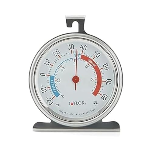 Taylor Large Dial Refrigerator Freezer Thermometer 2 Pack, 3 Inch Stainless Steel Fridge and Cooler Thermometer, Kitchen Appliance Temperature Gauge, Silver - size: 2 Pack