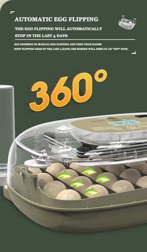 Smart Egg Incubator with Automatic Egg Turner & Built-in Candler, Stable Temperature Control, for Hatching Chicken Quail Duck Goose Eggs, 24 Eggs Capacity, External Water Refill