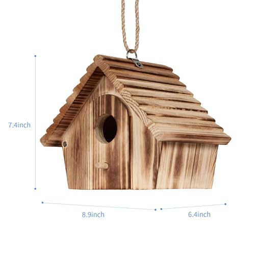 Bird Houses for Outside,Hanging Outdoor BirdHouses,Wood Bird Nesting Box House for Bluebird Humming Finch Wren Cardinals Garden