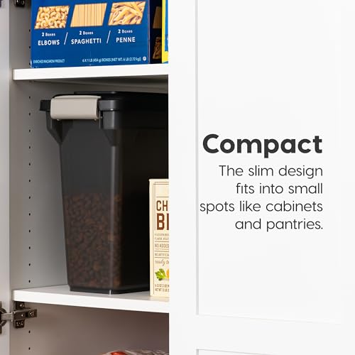 IRIS USA Dog Food Storage Container, Up to 13 lbs, Smoke, Made in USA | BPA-Free, Airtight Seal, Best for Cat Food, Bird Seed, Chicken Feed, Pet Toys, Treats, Pellets - color: Smoke