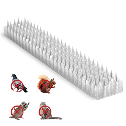 Touri 24 Pcs Clear Transparent PVC Bird Spike Strips | For Outside Fences And Roofs, Keep Birds Pigeons Cats Squirrels and Raccoons Away, Prevent Birds from Building Nest - size: 33.4 Feet