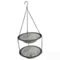 2-Tier Hanging Bird Feeder & Bird Bath, Gray Plastic | Outdoor, Bird Water Bowl, Garden Yard Patio Decor