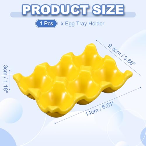 uxcell Ceramic 6 Cups Egg Tray Holder, Porcelain Eggs Container for Home Countertop Kitchen Storage Refrigerator Fridge Decorative Serving Display, Yellow - color: Yellow