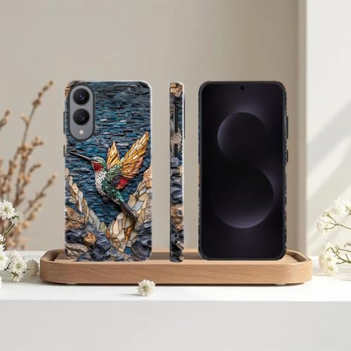 Compatible with Samsung Galaxy S25 Edge Case,Glossy Case All-Round Protection Shockproof Anti-Scratches TPU Cover,Cases for Man Woman-Hummingbird Stained Glass - color: Hummingbird Stained Glass, size: Galaxy S25 EDGE