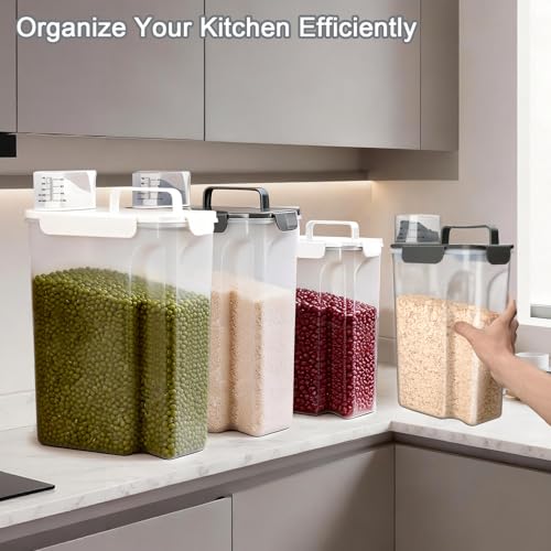 Rice Storage Containers, 20 LB Rice dispenser with Pouring Spout Large Bin for Flour, Pasta, Grain and Baking, Pet Dog Cat Bird Food Container Grey - color: 20lb grey