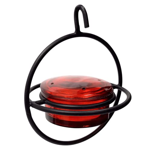 Monarch Abode Hanging Hummingbird Feeders for Outdoors – Single Handcrafted Hanging Glass Hummingbird Feeder with Red Bowl & Perch, Decorative Humming Bird Feeders for Outdoors Garden Patio Deck - color: Black, style: Red Glass Hummingbird Feeder