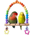 Bird Cage Swings Perch Cockatiels Parrot Hanging Chewing Beads Bell Toys | Parakeets Birdcage Wood Stands, Rainbow Color Acrylic Bead, Climbing Training Set for Lovebirds Conures Budgies - color: Rainbow