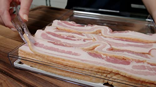 Pikanty Bacon Container for Refrigerator with Tongs & Drain Tray — Airtight Deli Meat Keeper, Cheese & Cold Cuts Storage, Dishwasher & Freezer Safe, Made in USA - style: Bacon Keeper