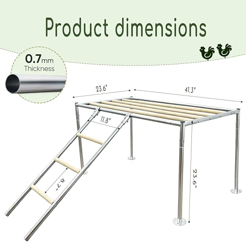 XCL Chicken Roosting Bars Large, Chicken Perch for Coop,Metal Frame Wood Chickens Perch for Backyard Poultry Roosting, Easy to Assemble Clean, Farm Chicken Toys, Accessories (Platform 42" L x 24" W)