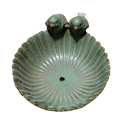  Birds Garden Design Birds Feeder Ceramic 6.3 Inch Diameter Flowerpot or Feeder for Outdoor, Bird Food Holder for Garden Outside Decor Succulent planters (Mint Green)