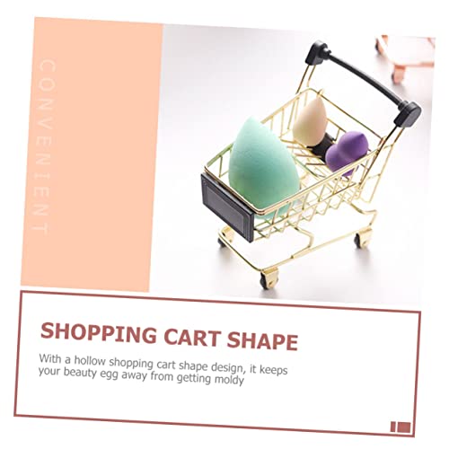 Outanaya Makeup Sponge Holder Shopping Cart Design Breathable Drying Rack for Powder Puff Organizer Mini Beauty Egg Storage Stand Suitable for Vanity Bathroom Bedroom Women