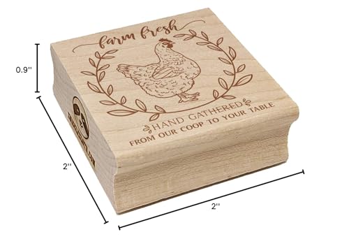 Farm Fresh Hand Gathered Chicken Eggs from Our Coop to Your Table Square Rubber Stamp for Stamping Crafting - 1.75in Medium - size: 1.75in Medium