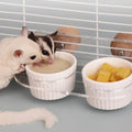 Sugar Glider Feeder Hanging Ceramic Bowl with Acrylic Stand Space-Saving Design for Small Pet (Two Bowls Small) - color: two bowls small